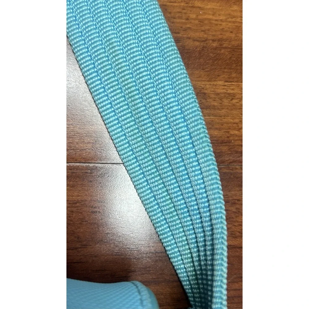 Lacoste Messenger Bag Sky Blue PVC New Classic 40 Retro Stripes *Needs Cleaning*